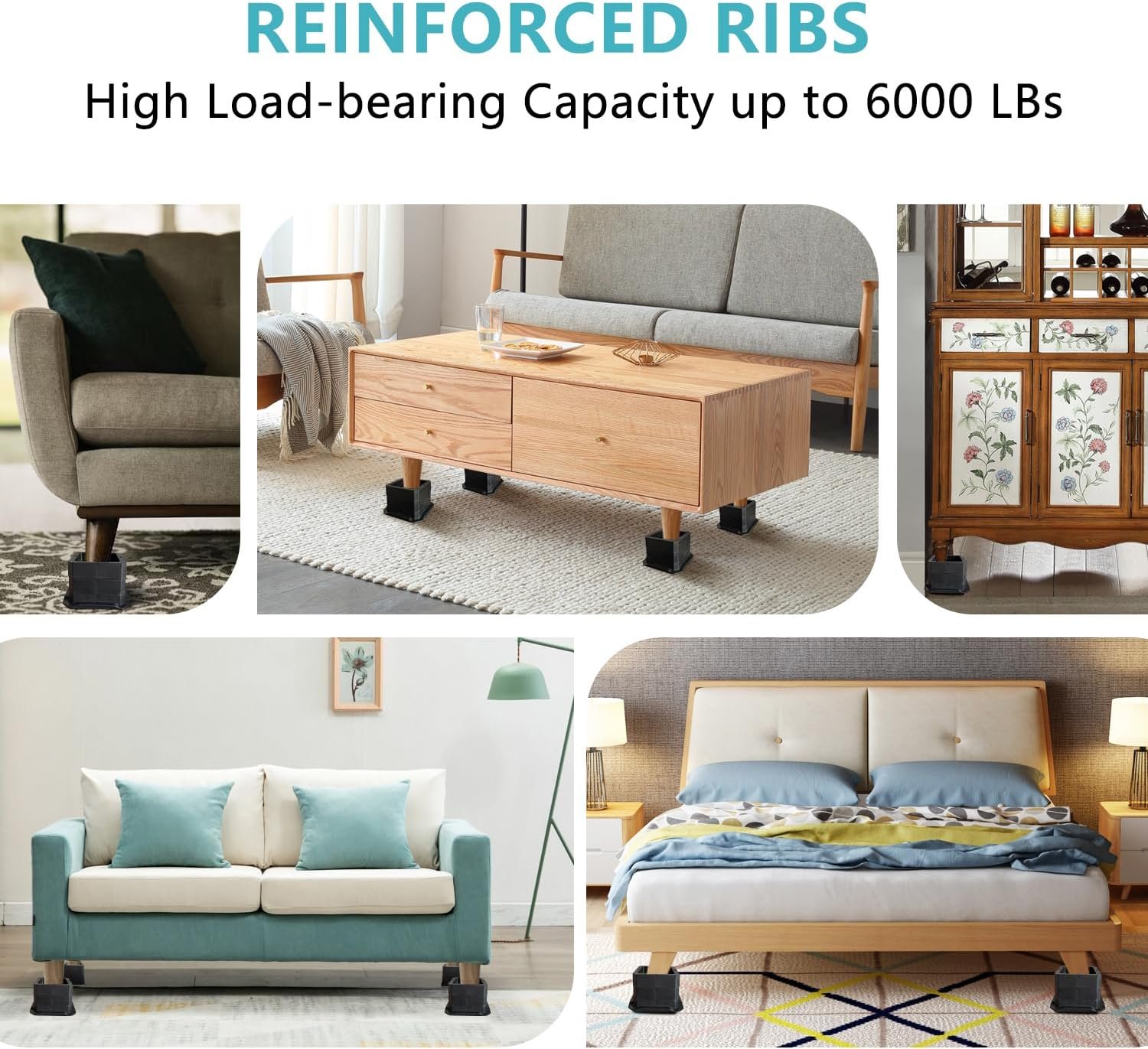 1729510119 925 Heavy Duty Adjustable Bed Risers 1 to 12 Inch Options for