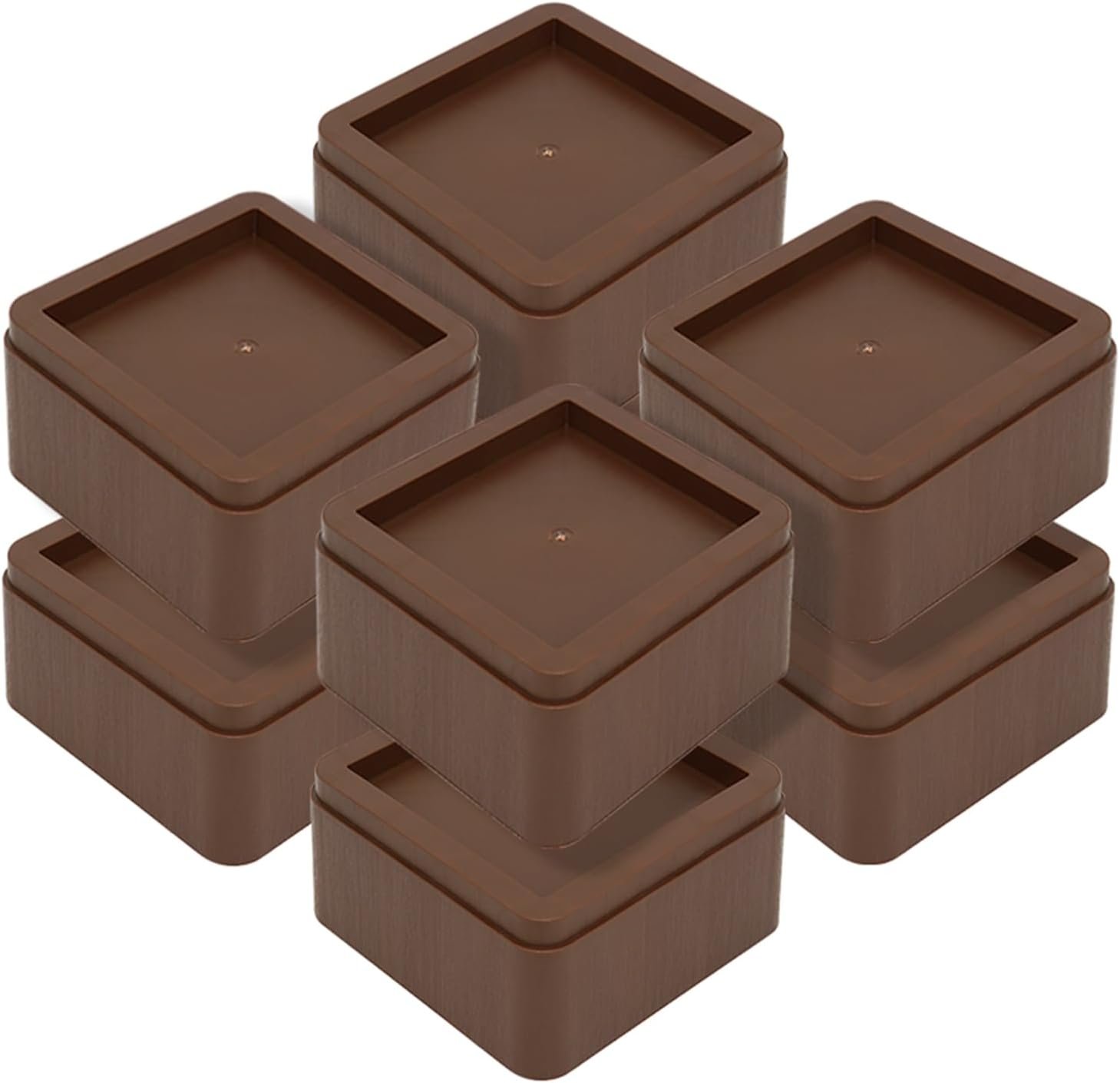 3-Inch Oversized Bed Risers - 8-Pack Stackable Furniture Elevators for 5.5" Wide Beds, Sofas, and Couches - Heavy-Duty Support Blocks, Holds Up to 11,000 lbs - Brown 7 1729517502 278 3 Inch Oversized Bed Risers 8 Pack Stackable Furniture Elevators for