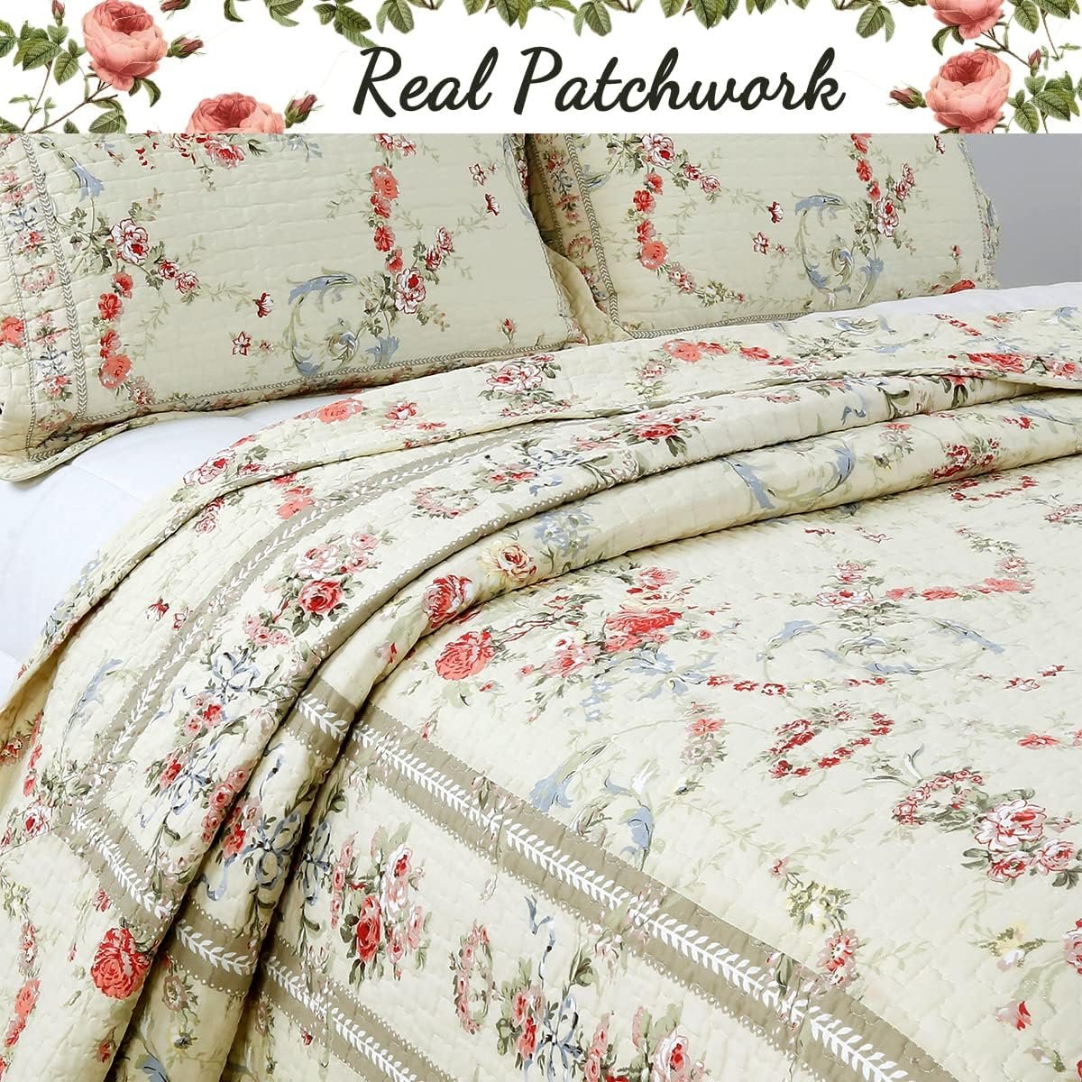 1729583398 108 Cozy Line Home Fashions Khaki Cream and Yellow Floral Blooming