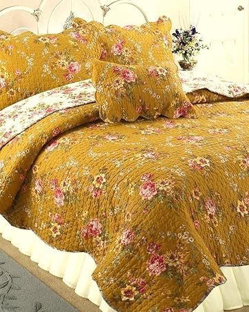 1729583399 689 Cozy Line Home Fashions Khaki Cream and Yellow Floral Blooming