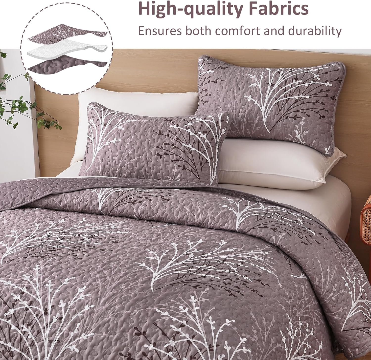 1729606198 156 DJY King Size Quilt Set Pink and Purple Botanical
