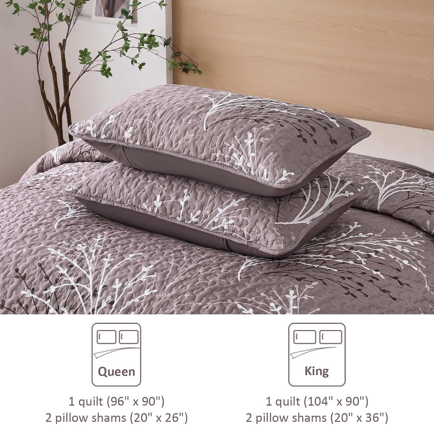 1729606198 686 DJY King Size Quilt Set Pink and Purple Botanical