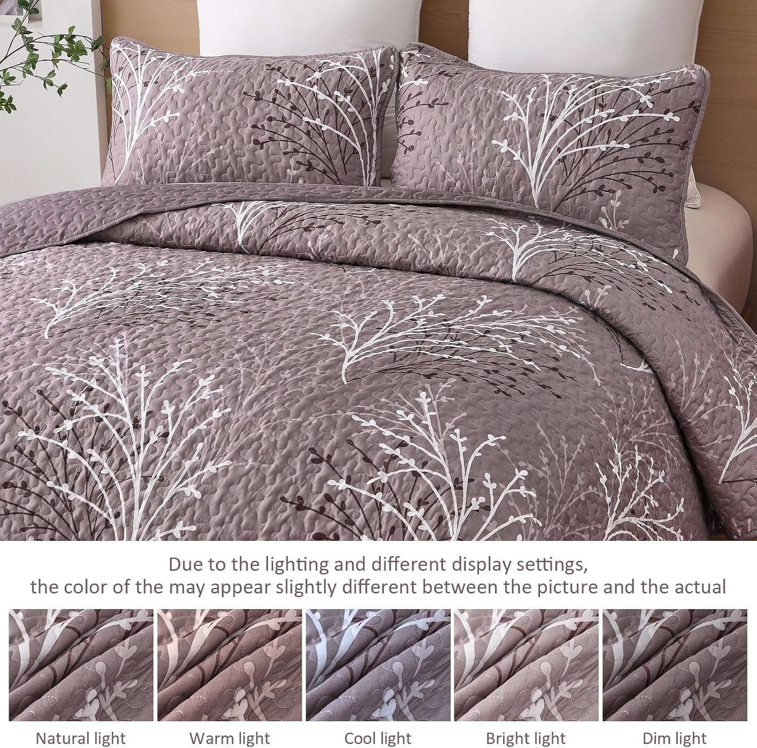 1729606198 729 DJY King Size Quilt Set Pink and Purple Botanical