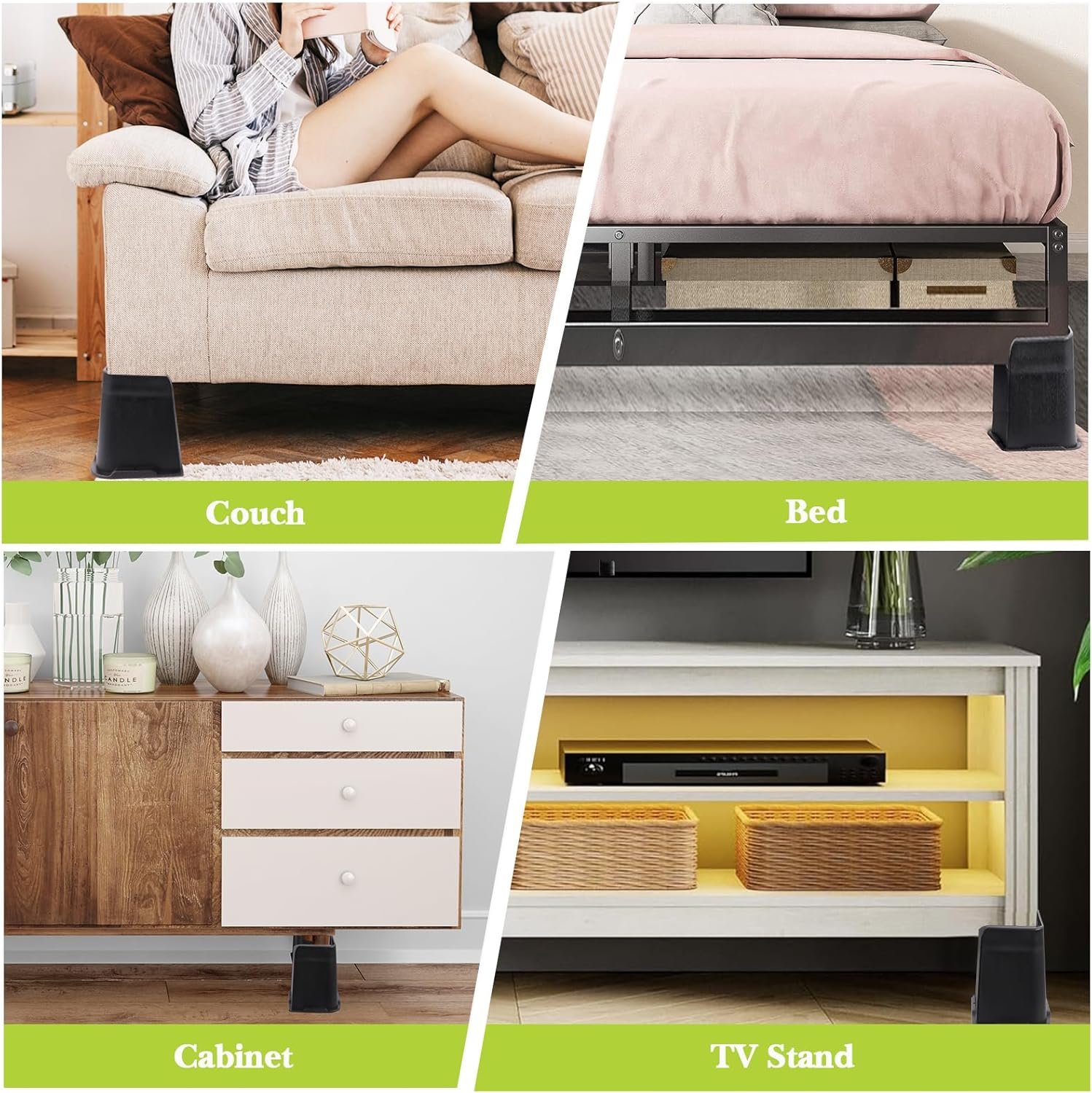 1729628556 398 Heavy Duty Bed Risers – 1 to 8 Inch Height Options
