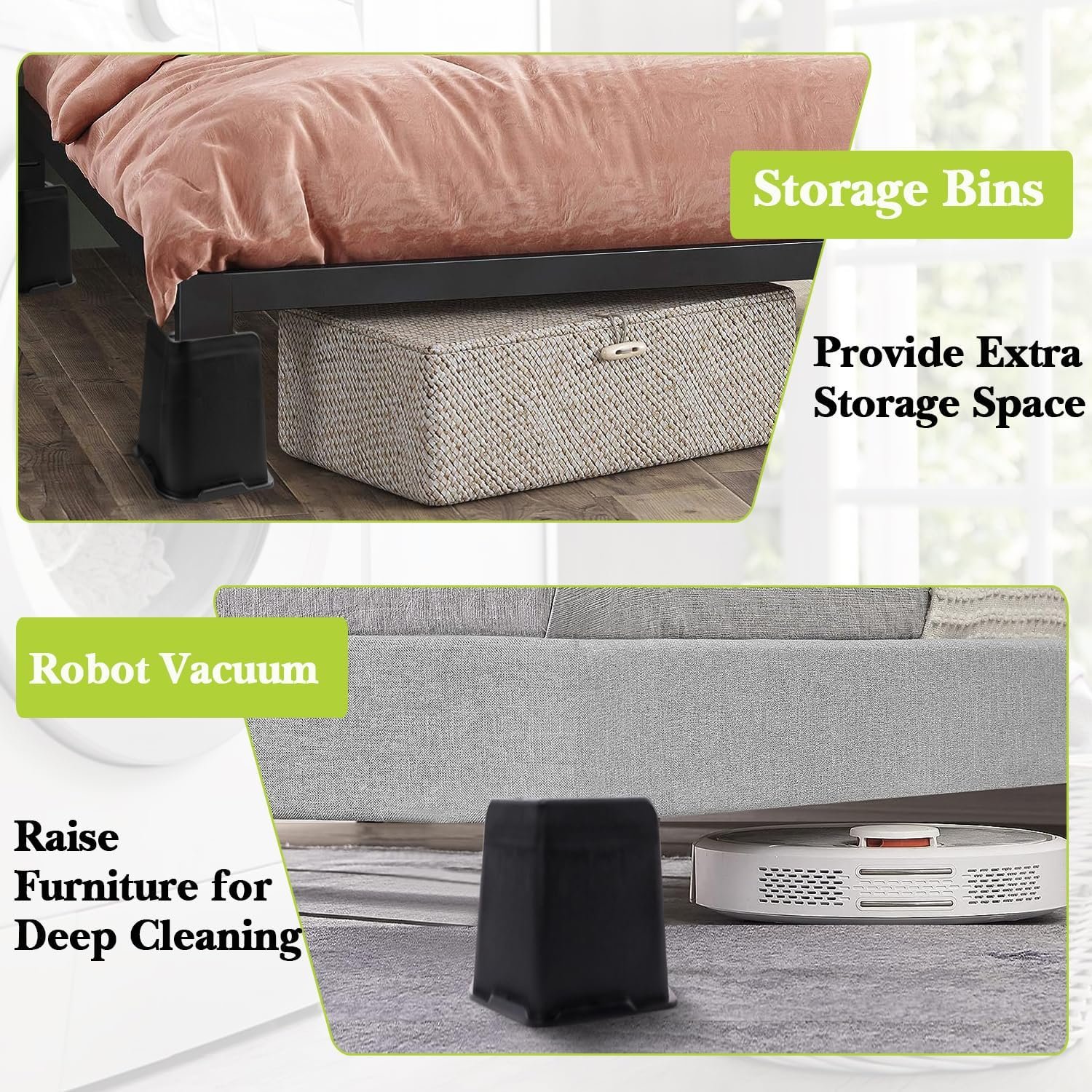 1729628556 555 Heavy Duty Bed Risers – 1 to 8 Inch Height Options