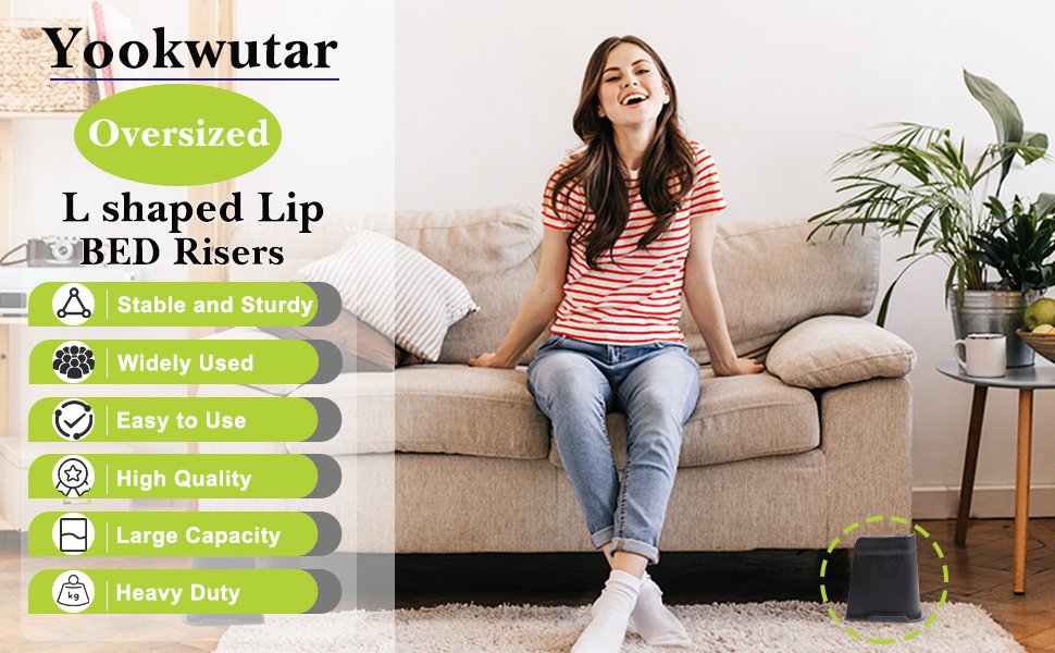 Yookwutar Oversized L-shaped Lip Bed Risers Raise up your life