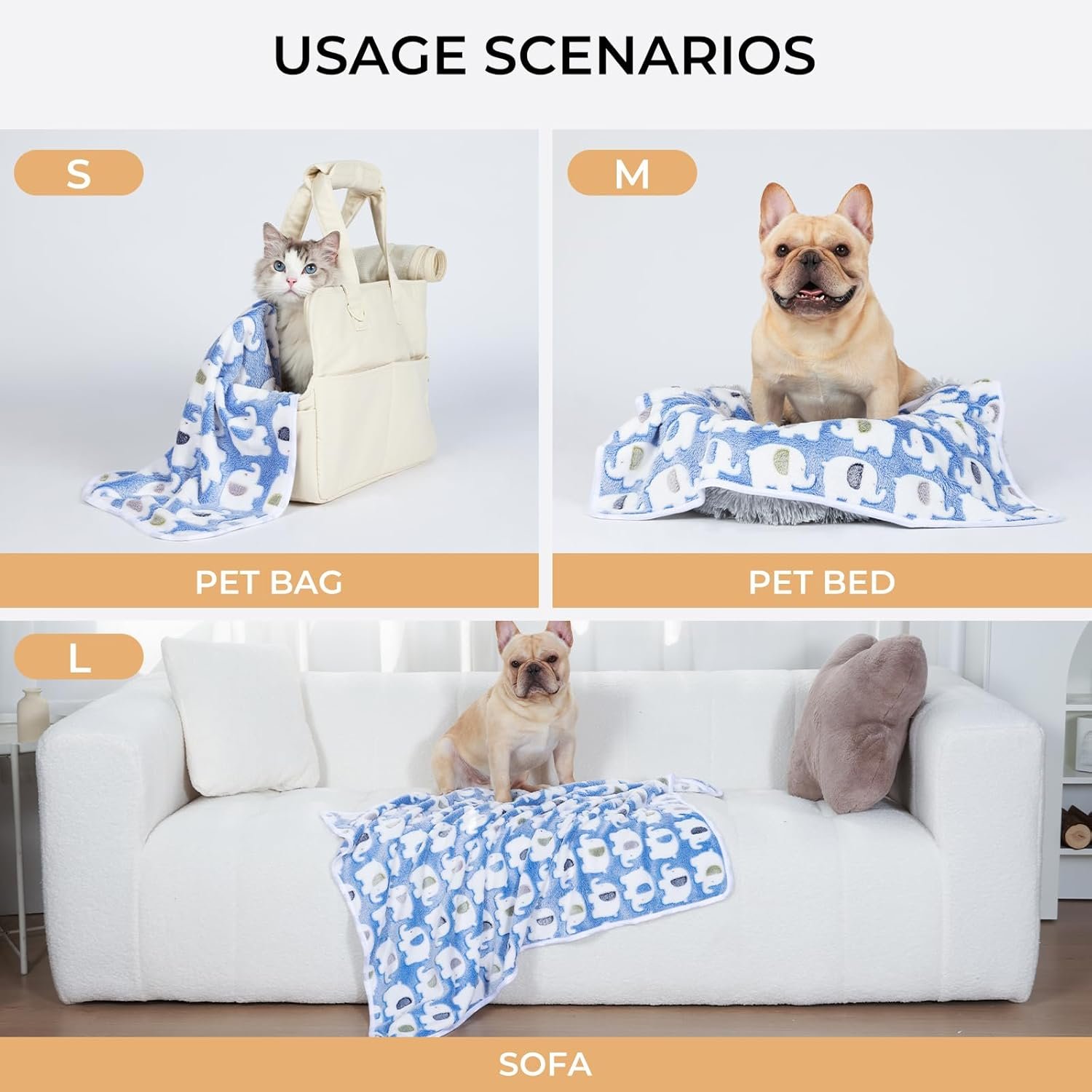 1729828124 202 3 Pack Super Soft Fluffy Pet Blankets with Cute Elephant Pattern