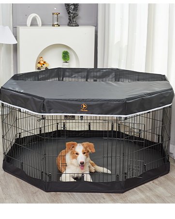 dog playpen with bottom pad and top cover