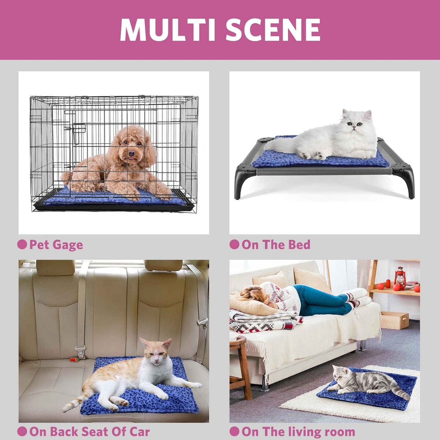 1729921463 456 MARUNDA Self Heating Cat Bed Ultra Soft Dog Crate Blanket and Thermal
