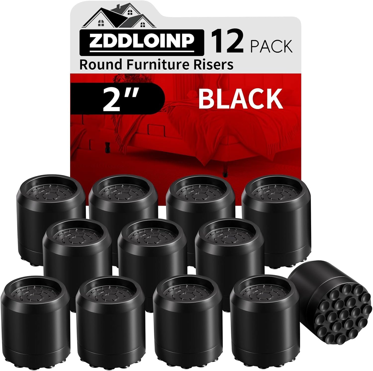 2 Inch Round Bed Risers with Non Slip Suction Cups Heavy