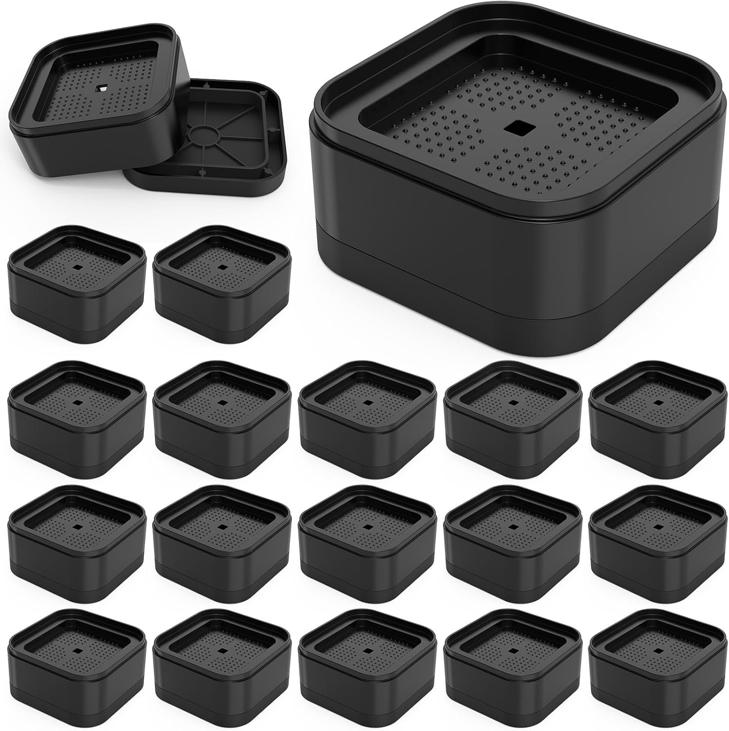 20-Pack Adjustable Furniture Risers - 1.38" Bed and Desk Leg Elevators for Tables, Chairs, Sofas, Beds, and Cabinets 1 20 Pack Adjustable Furniture Risers 138 Bed and Desk Leg