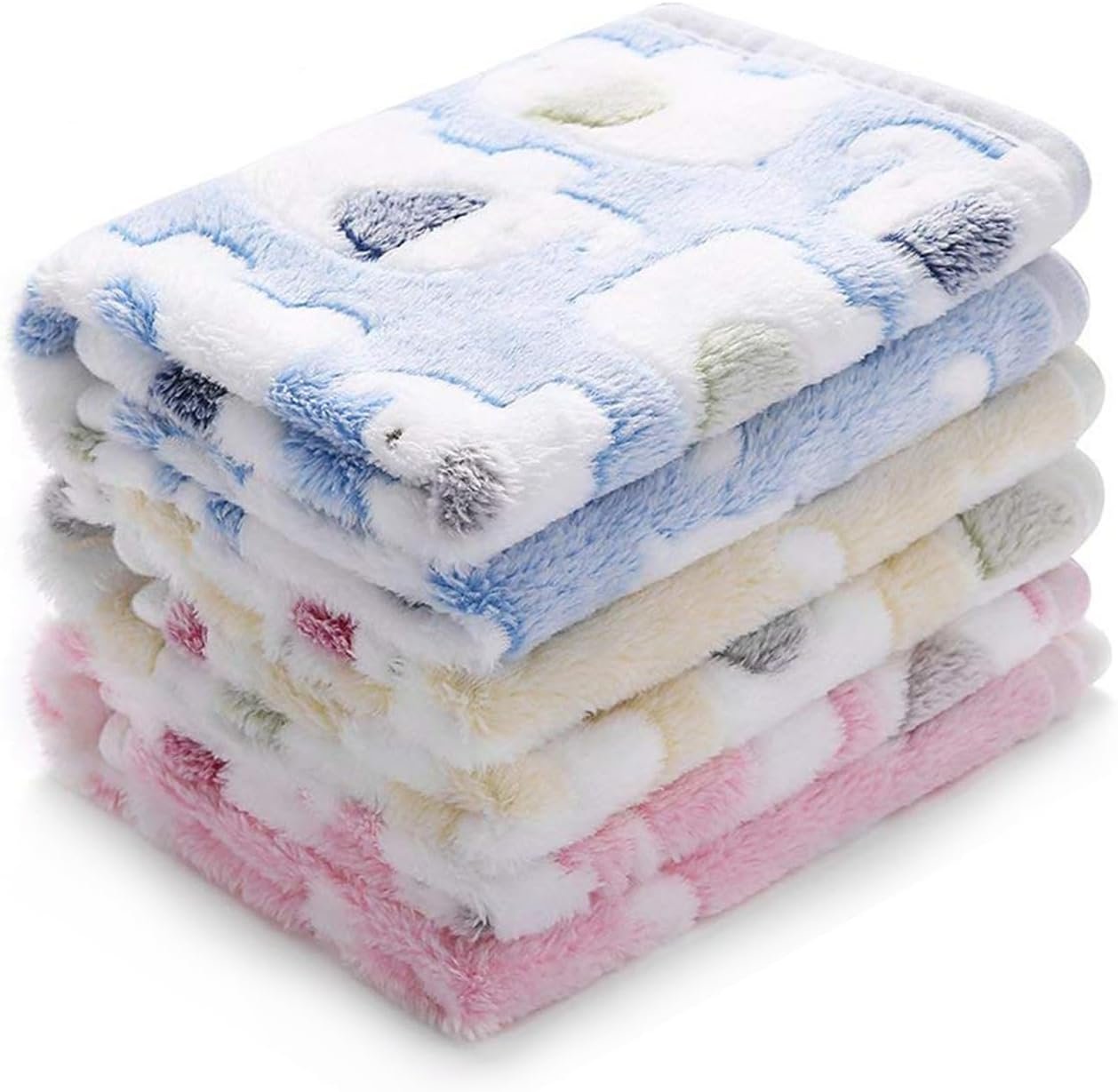 3 Pack Super Soft Fluffy Pet Blankets with Cute Elephant Pattern