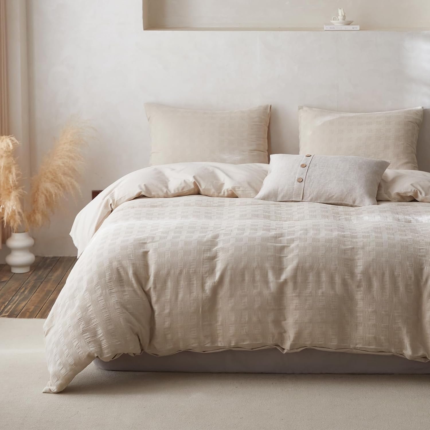 BISELINA 100 Cotton Waffle Weave Duvet Cover Set – 3