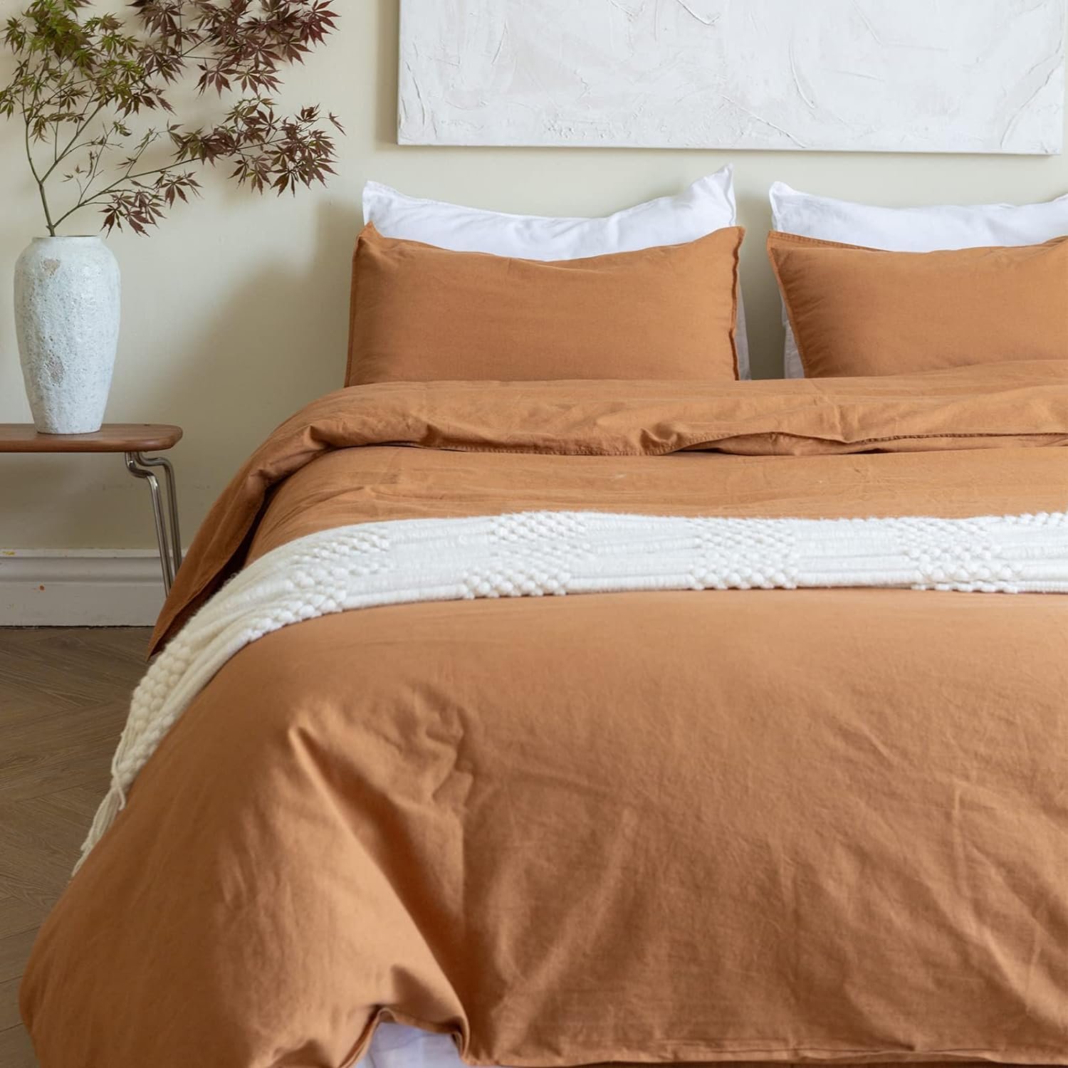BISELINA Queen Size French Linen Duvet Cover Set 3