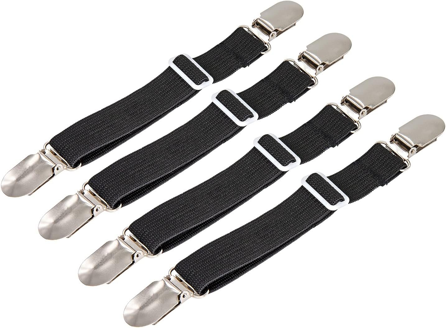 BetyBedy 4 Pack Adjustable Bed Sheet Fasteners Elastic Strap Clips