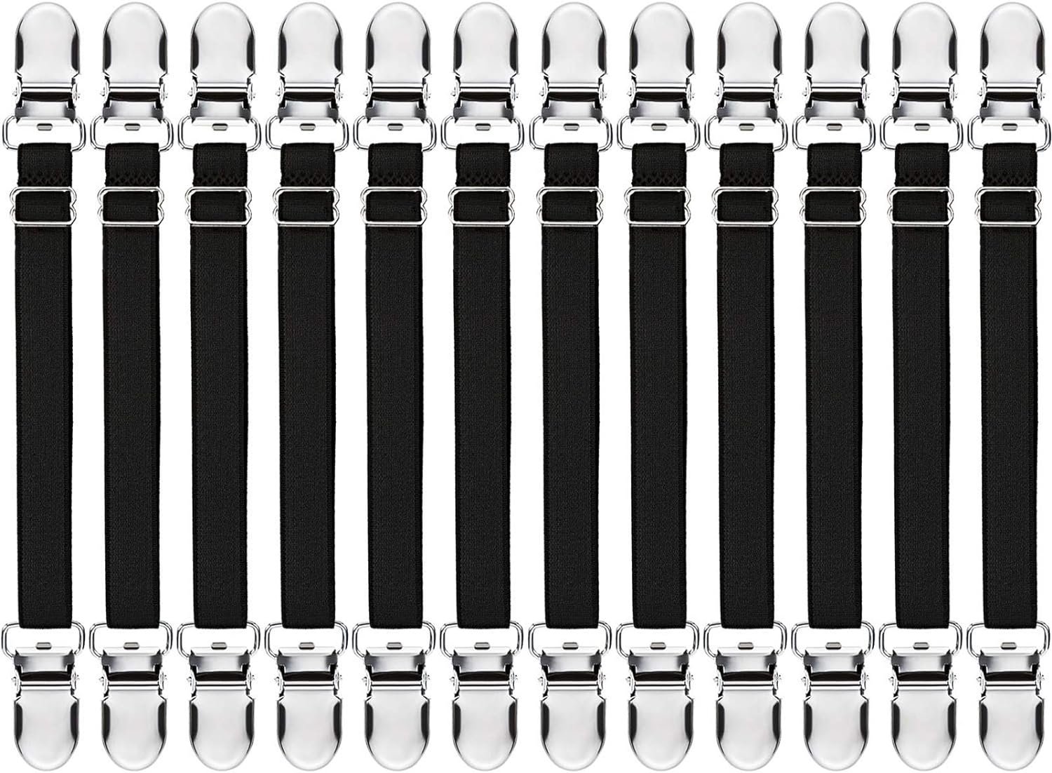 Boao Adjustable Bed Sheet Clips – 12 Piece Set of Elastic