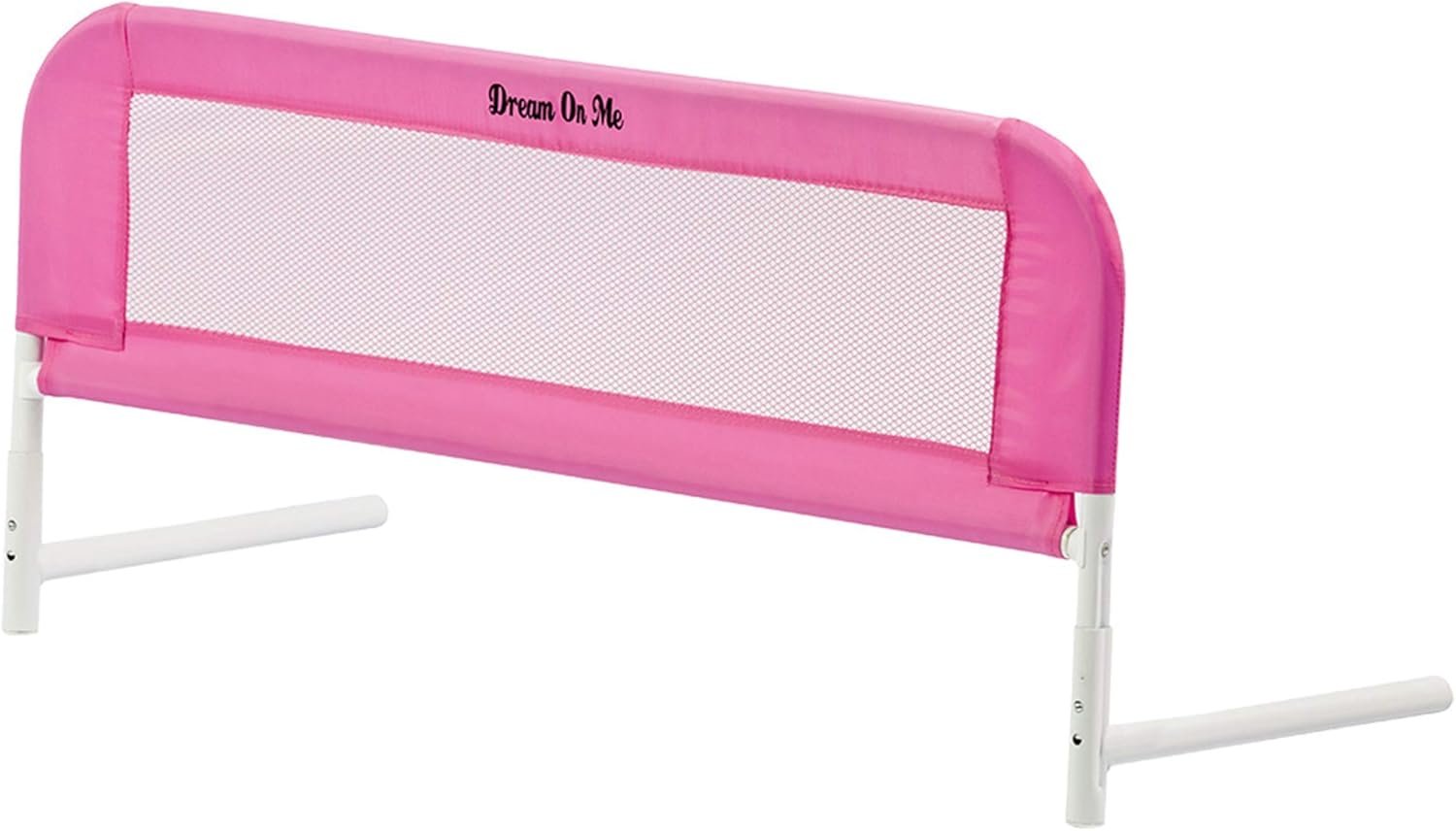Dream On Me Adjustable Lightweight Toddler Bed Rail with Breathable Mesh Fabric in Blush Pink 1 Dream On Me Adjustable Lightweight Toddler Bed Rail with Breathable