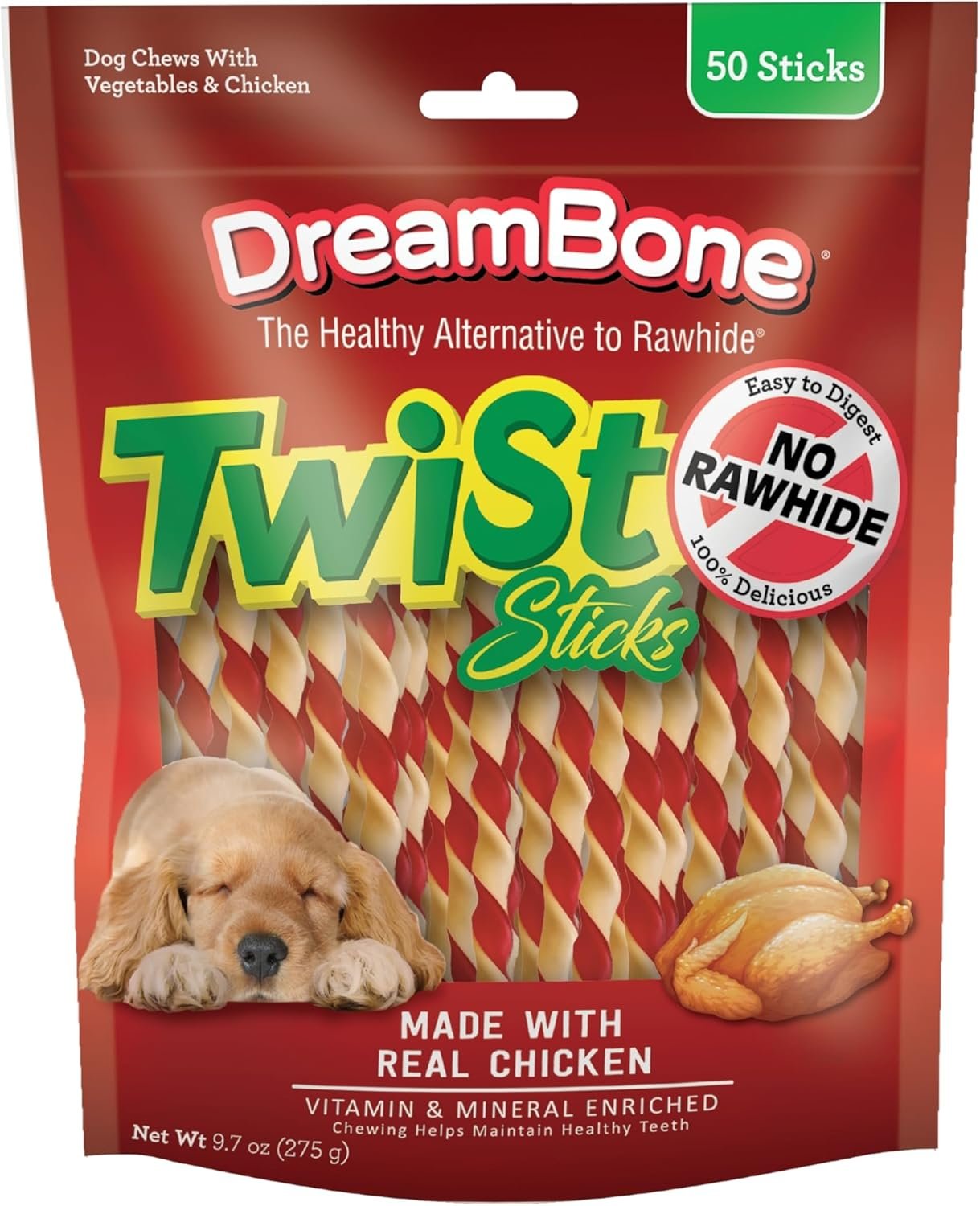 DreamBone Twist Sticks for Dogs – Real Chicken Rawhide Free Chews