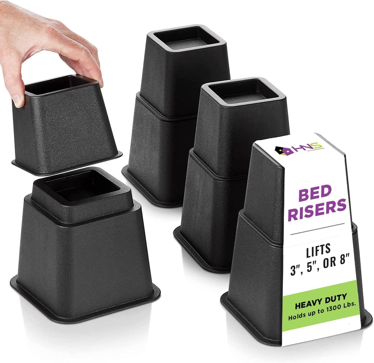 HOLDN STORAGE Adjustable Bed and Furniture Risers Stackable Bed