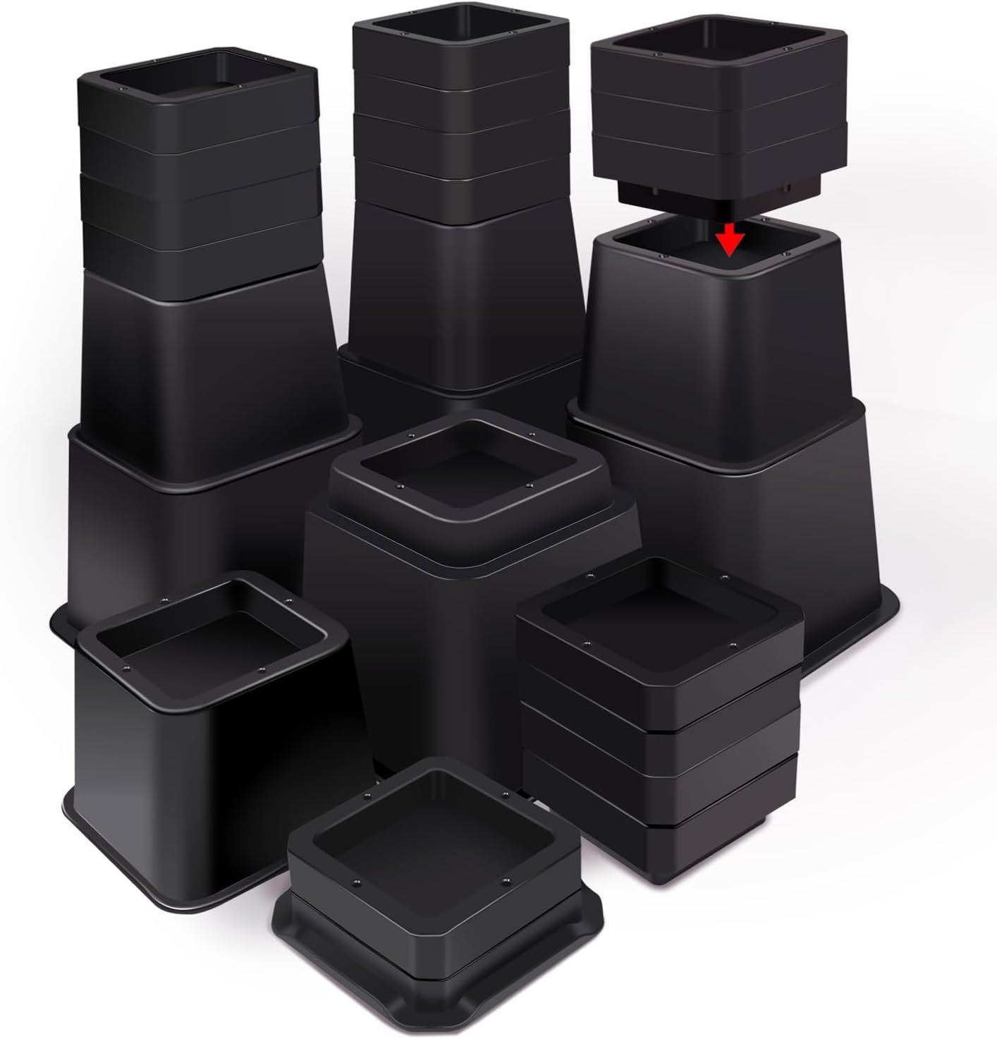 Heavy Duty Adjustable Bed Risers 1 to 12 Inch Options for
