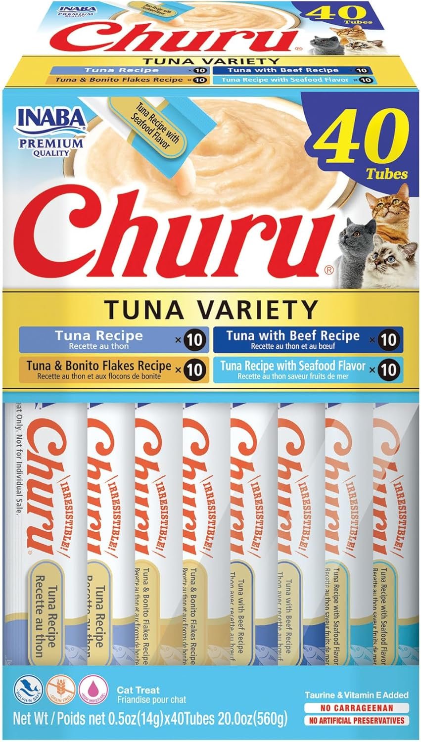 INABA Churu Grain Free Lickable Cat Treats Creamy Puree with