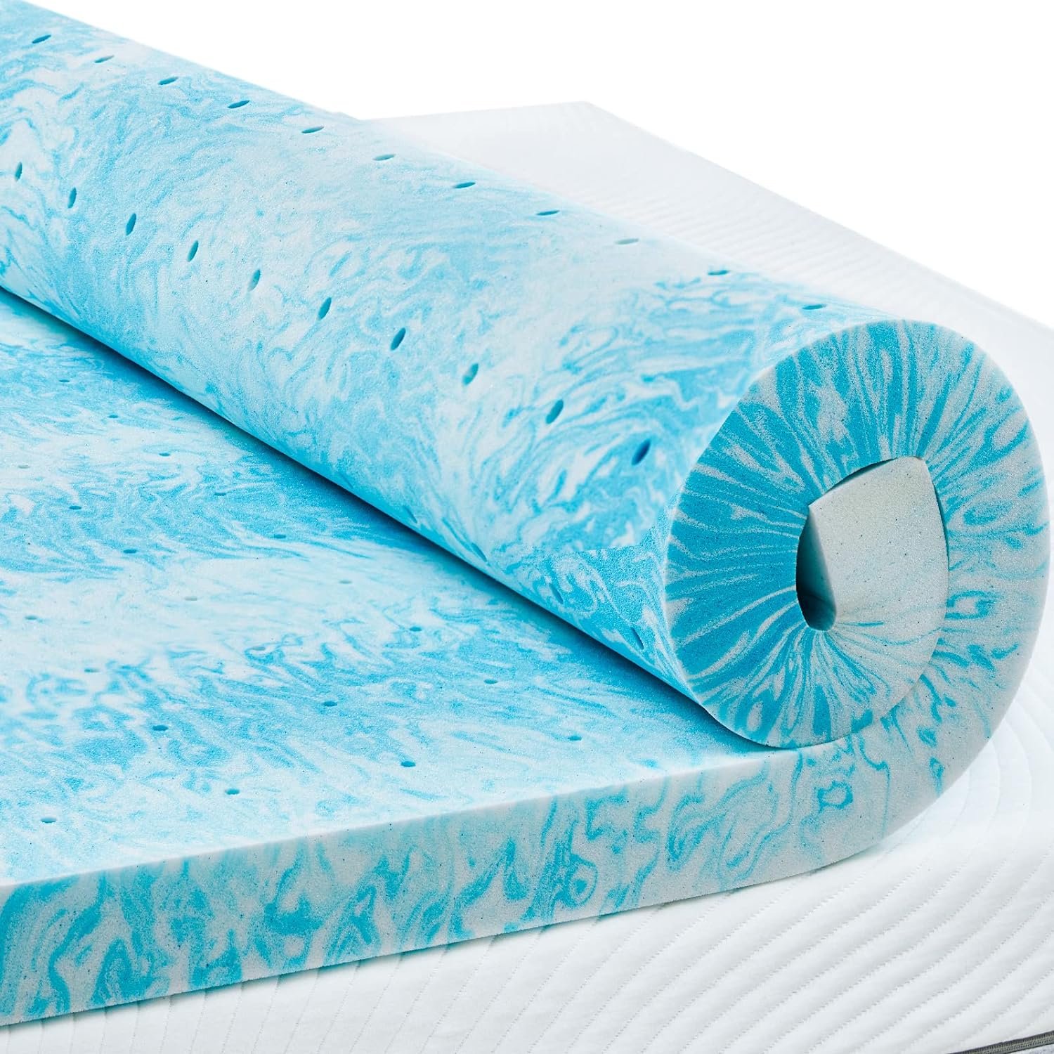 PERLECARE 3 Inch Queen Memory Foam Mattress Topper – Cooling Gel Infused