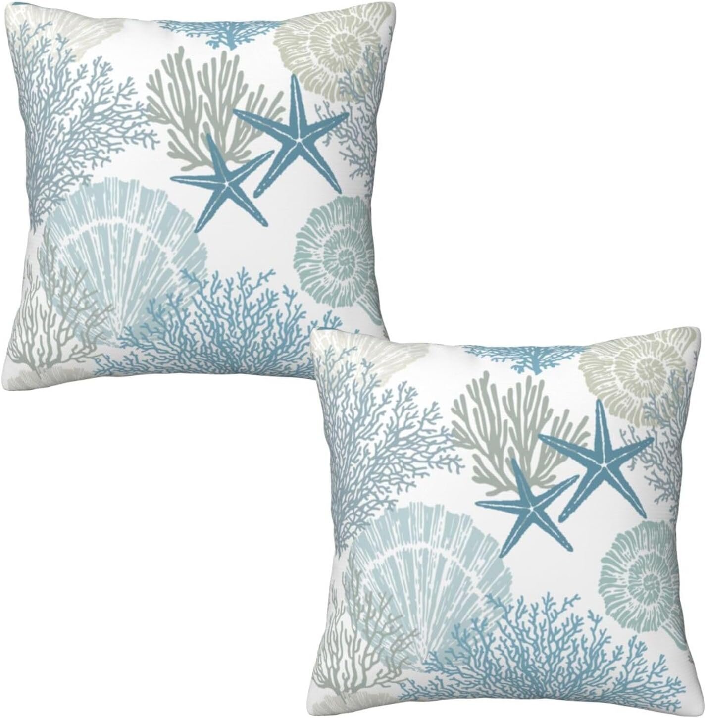 Set of 2 Nautical Coastal Beach Pillow Covers