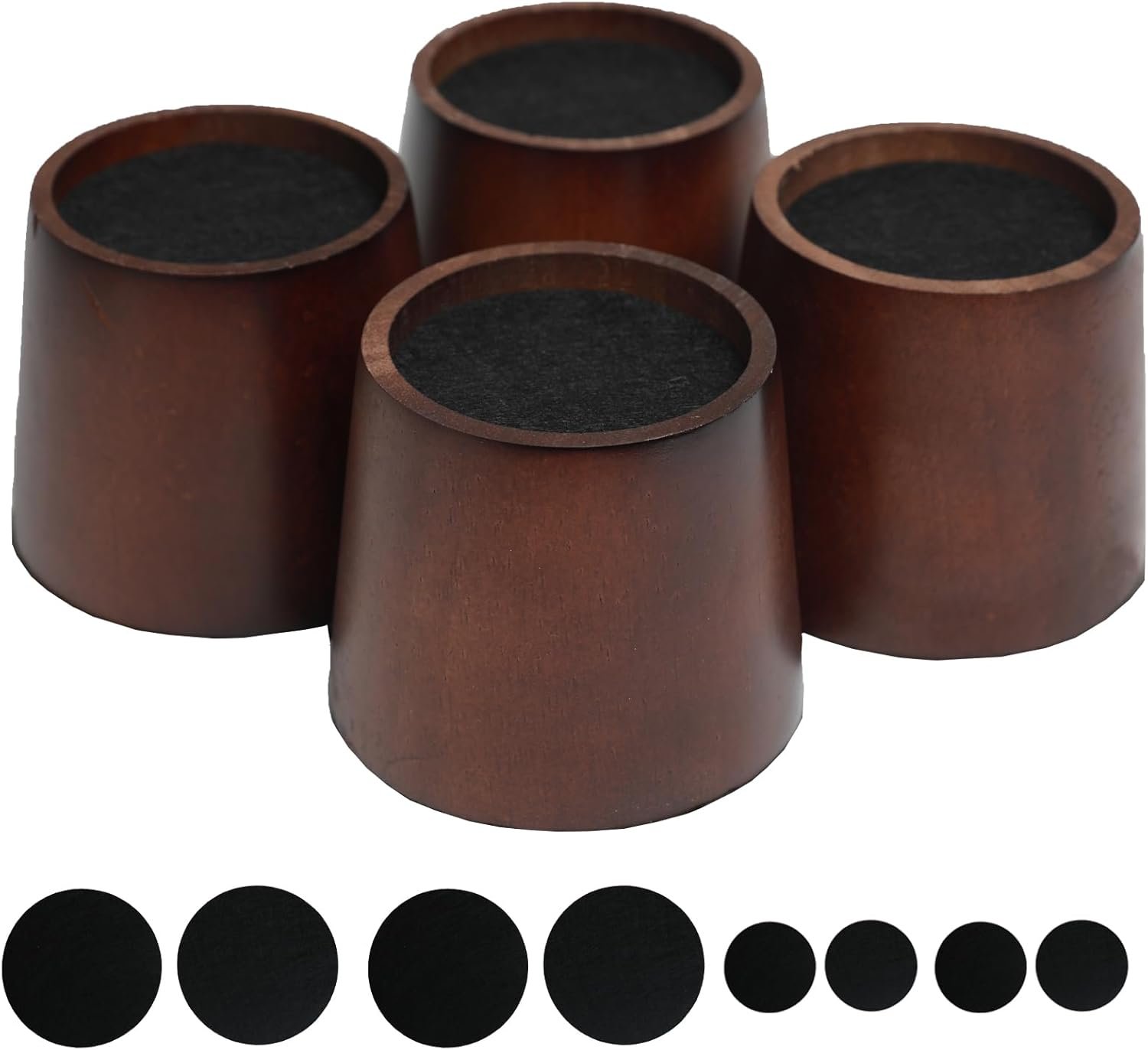 Set of 4 Heavy Duty 4 Inch Wooden Bed Risers Tapered
