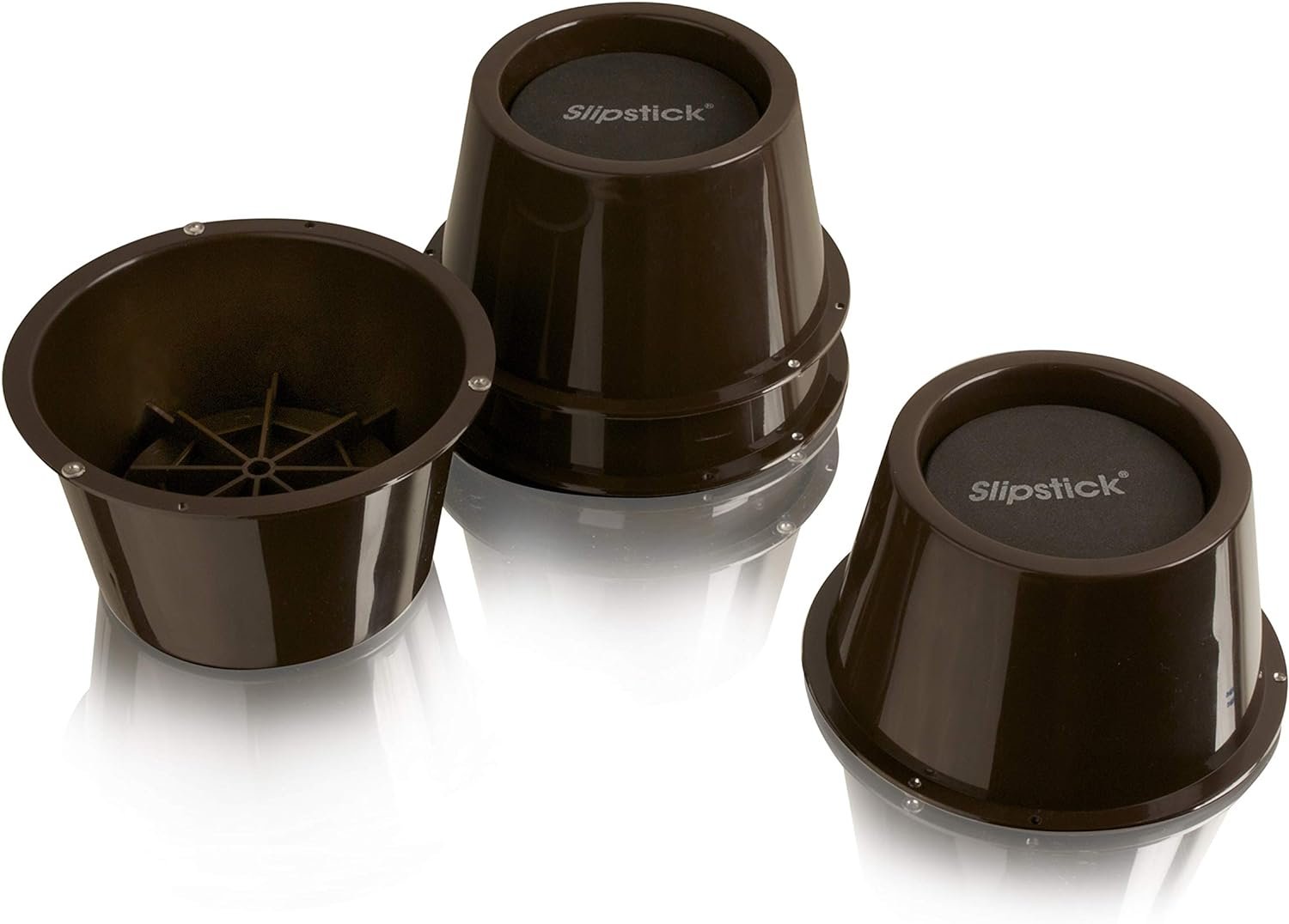 Slipstick CB654 2-Inch Furniture and Bed Risers - Elevate Heavy Furniture with 2" Height Increase (Set of 4) Supports Up to 2,000 lbs, Chocolate/Dark Brown 1 Slipstick CB654 2 Inch Furniture and Bed Risers Elevate Heavy