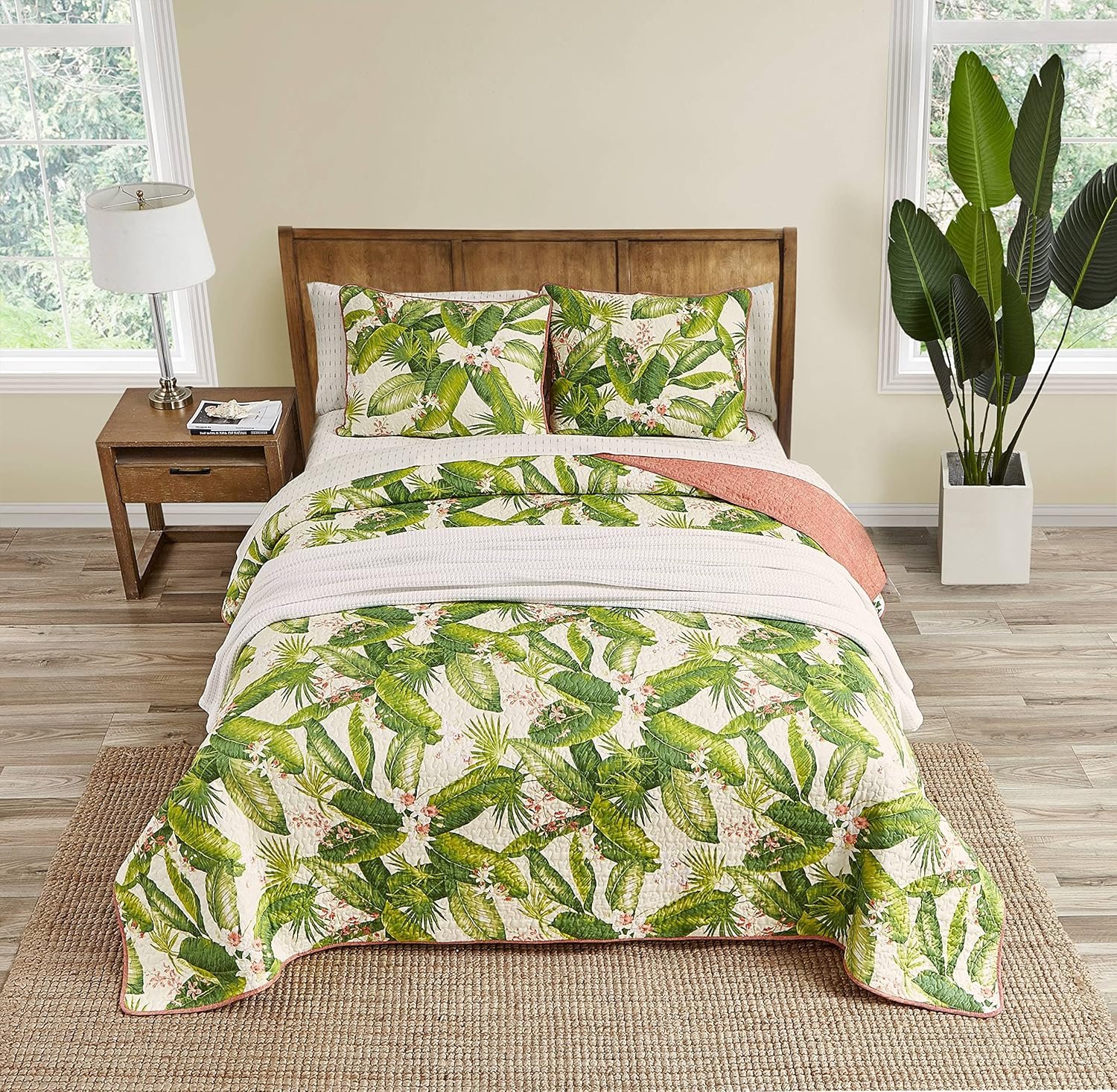 Tommy Bahama King Quilt Set Reversible Cotton Bedding with