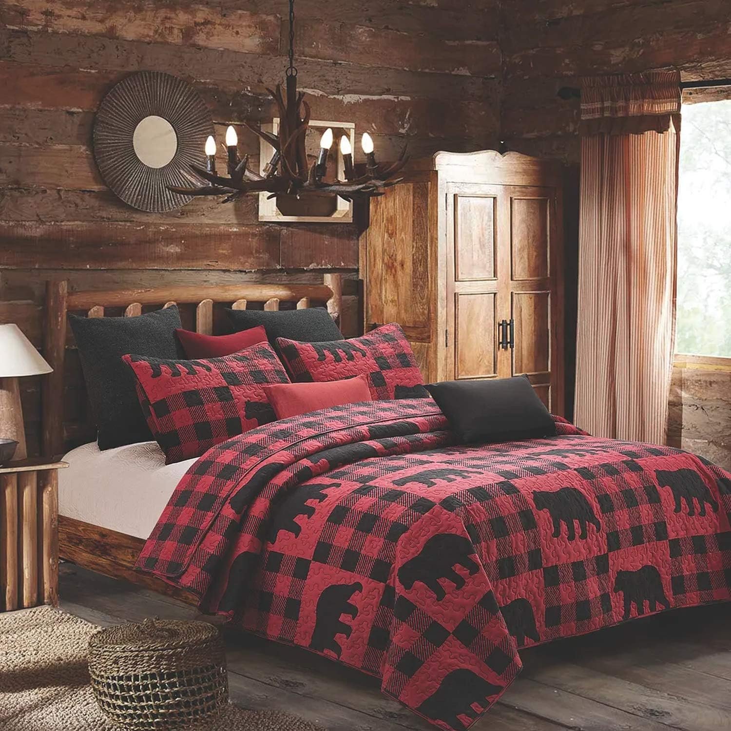 Virah Bella 3 Piece King Lodge Quilt Bedding Set Buffalo